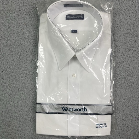 VINTAGE‎ Wentworth Dress Shirt Mens 16 1/2- 32/33 White Button Down Long Sleeve - Picture 1 of 5